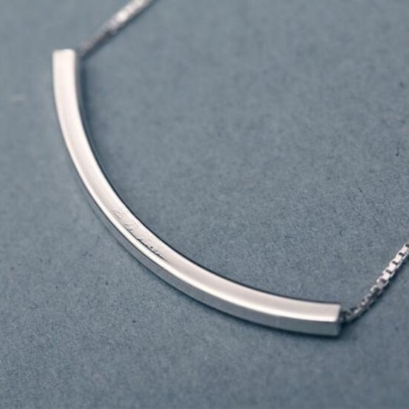 NEW 925 Sterling Silver Simple Bar Necklace - Picture 6 of 8